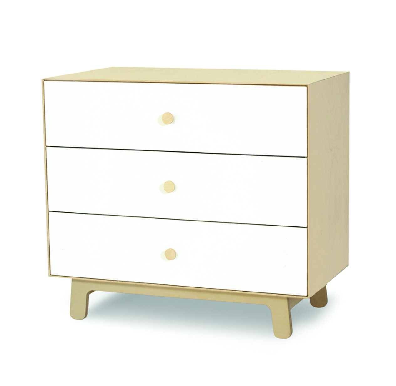 Commode Merlin Sparrow 3 tiroirs - Blanc/Bouleau